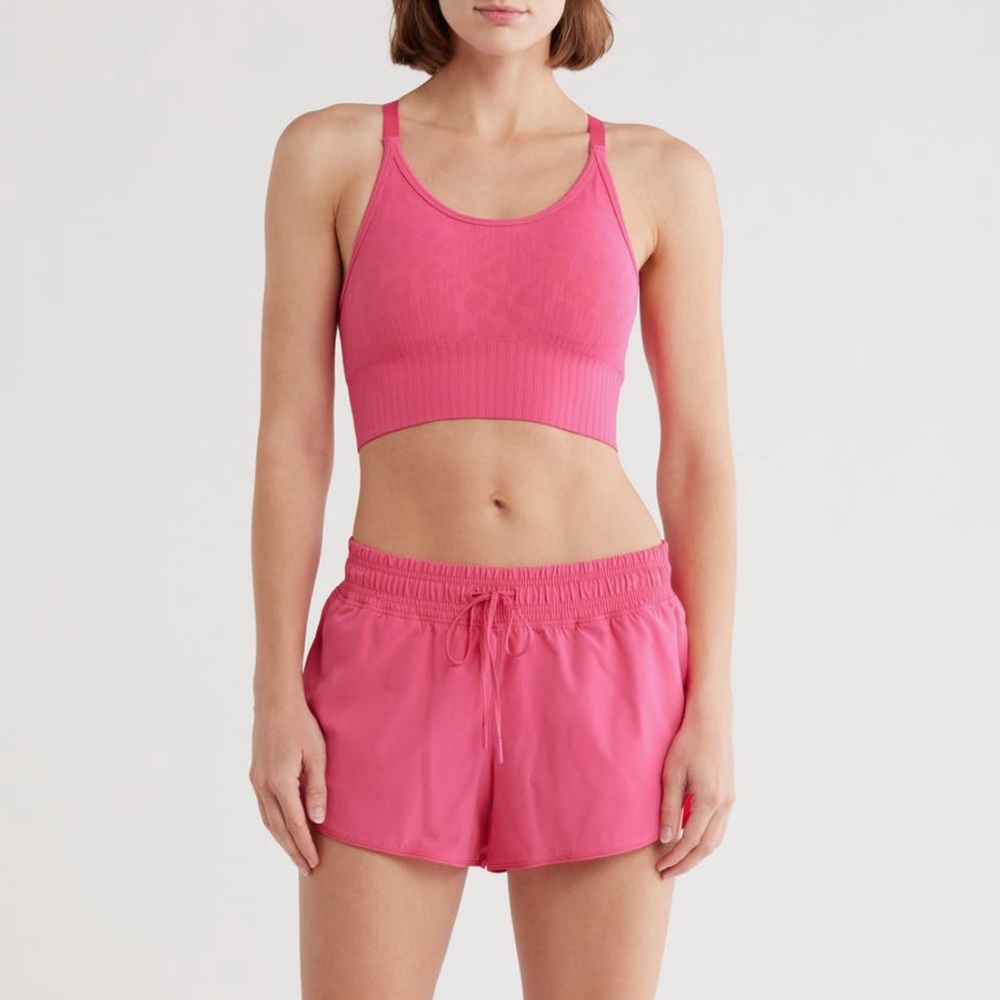 2 Set 90 DEGREE BY REFLEX Safari Trail Racerback Bralette Shorts size XS pink